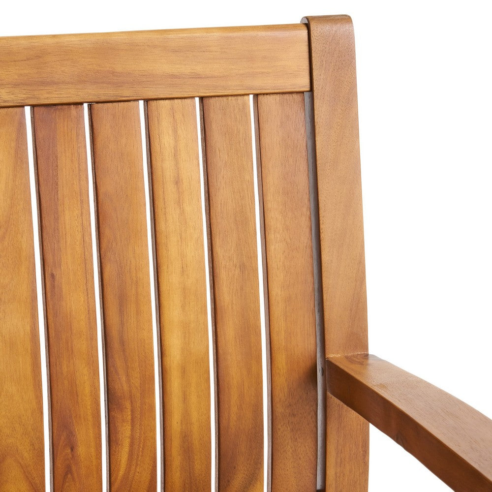 Alison Outdoor Dining Chair Set of 2 | Brown Acacia Wood | Slat Panel