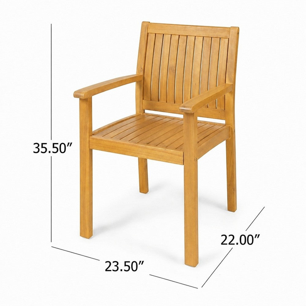 Alison Outdoor Dining Chair Set of 2 | Brown Acacia Wood | Slat Panel