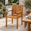 Alison Outdoor Dining Chair Set of 2 | Brown Acacia Wood | Slat Panel
