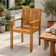 Alison Outdoor Dining Chair Set of 2 | Brown Acacia Wood | Slat Panel