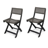 Neso Outdoor Bistro Chair Set of 2 | Foldable Wicker Woven | Gray and Brown