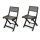 Neso Outdoor Bistro Chair Set of 2 | Foldable Wicker Woven | Gray and Brown