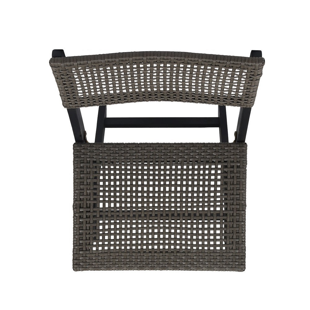 Neso Outdoor Bistro Chair Set of 2 | Foldable Wicker Woven | Gray and Brown