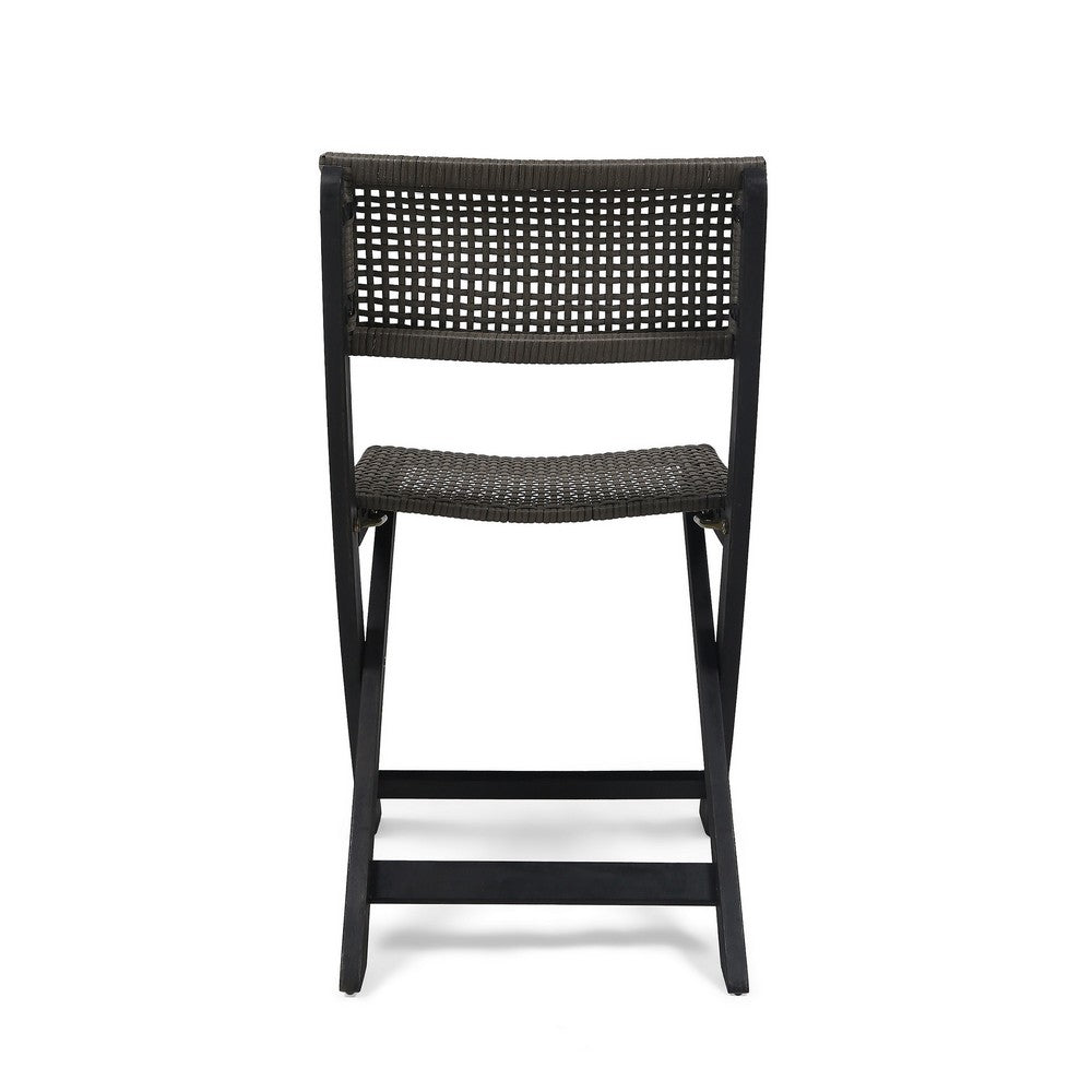 Neso Outdoor Bistro Chair Set of 2 | Foldable Wicker Woven | Gray and Brown