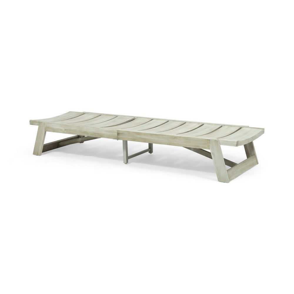 Makan Outdoor Chaise Lounge | Slatted and Adjustable | Gray Wash 78"