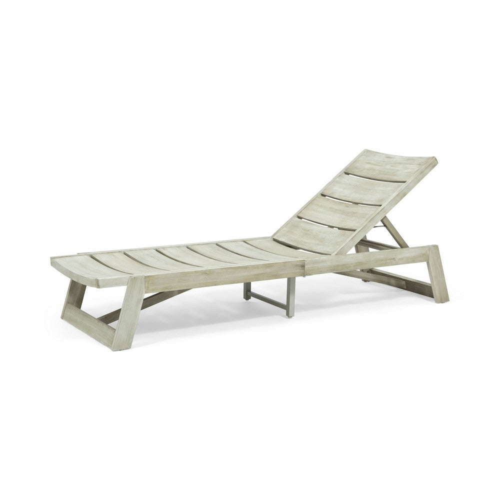 Makan Outdoor Chaise Lounge | Slatted and Adjustable | Gray Wash 78"