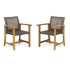 Bops Outdoor Dining Chair Set of 2 | Rattan Woven Seat | Brown Wash Wood