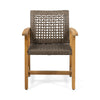 Bops Outdoor Dining Chair Set of 2 | Rattan Woven Seat | Brown Wash Wood