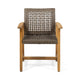Bops Outdoor Dining Chair Set of 2 | Rattan Woven Seat | Brown Wash Wood