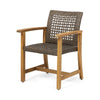 Bops Outdoor Dining Chair Set of 2 | Rattan Woven Seat | Brown Wash Wood