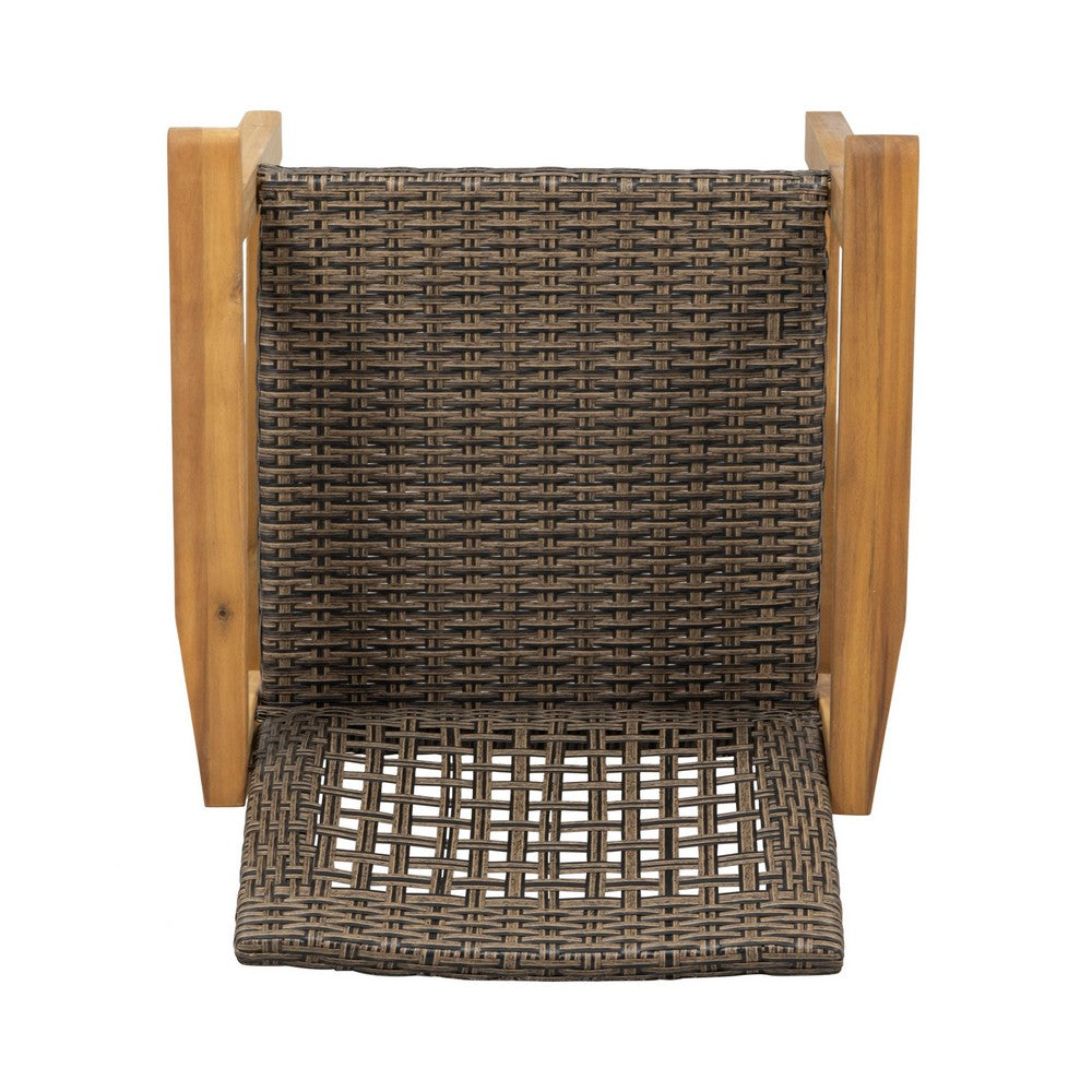 Bops Outdoor Dining Chair Set of 2 | Rattan Woven Seat | Brown Wash Wood