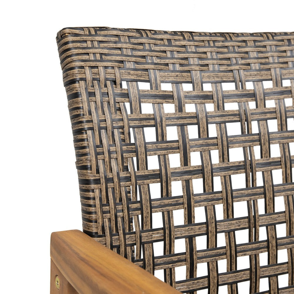 Bops Outdoor Dining Chair Set of 2 | Rattan Woven Seat | Brown Wash Wood