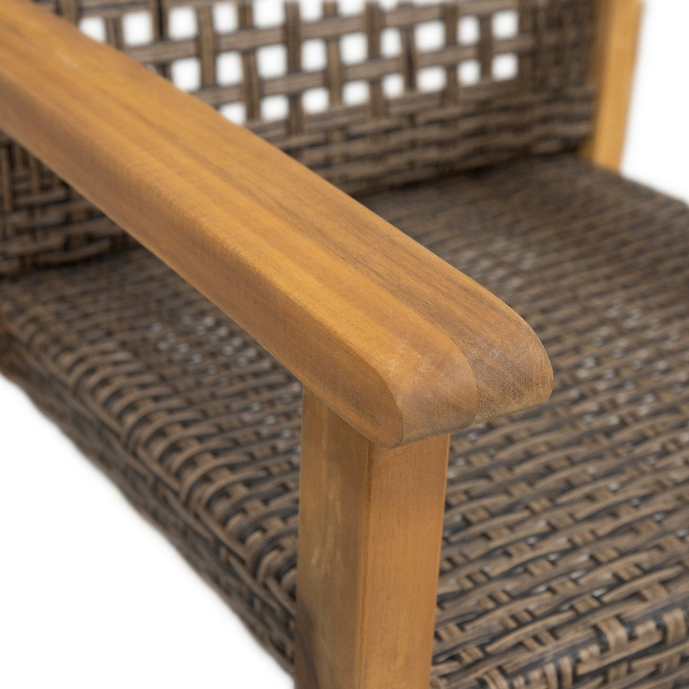 Bops Outdoor Dining Chair Set of 2 | Rattan Woven Seat | Brown Wash Wood