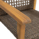 Bops Outdoor Dining Chair Set of 2 | Rattan Woven Seat | Brown Wash Wood