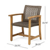 Bops Outdoor Dining Chair Set of 2 | Rattan Woven Seat | Brown Wash Wood