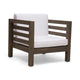 Carie Outdoor Club Chair | White Fabric Cushions | Slatted Frame | Gray Wood