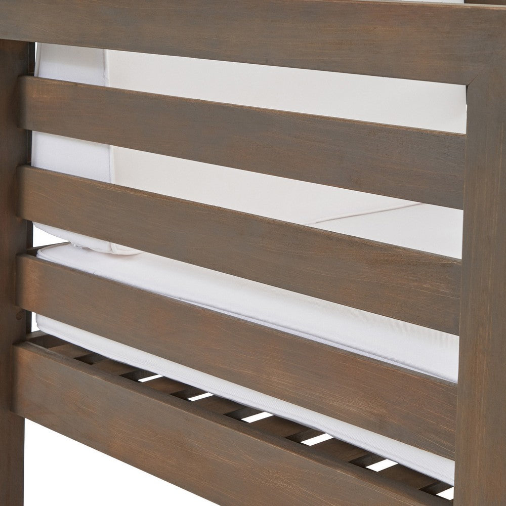 Carie Outdoor Club Chair | White Fabric Cushions | Slatted Frame | Gray Wood