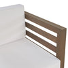 Carie Outdoor Club Chair | White Fabric Cushions | Slatted Frame | Gray Wood