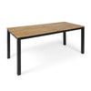Outdoor Dining Table | Slatted Rectangular Top | Black Iron | Brown 71"