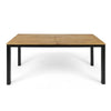 Outdoor Dining Table | Slatted Rectangular Top | Black Iron | Brown 71"