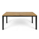 Outdoor Dining Table | Slatted Rectangular Top | Black Iron | Brown 71"