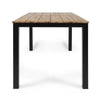 Outdoor Dining Table | Slatted Rectangular Top | Black Iron | Brown 71"