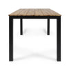 Outdoor Dining Table | Slatted Rectangular Top | Black Iron | Brown 71"