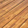 Outdoor Dining Table | Slatted Rectangular Top | Black Iron | Brown 71"