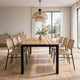Outdoor Dining Table | Slatted Rectangular Top | Black Iron | Brown 71"