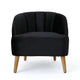 Accent Barrel Chair | Channeled Black Altay Velvet | Walnut Brown Wood Legs