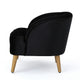 Accent Barrel Chair | Channeled Black Altay Velvet | Walnut Brown Wood Legs