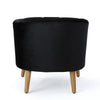 Accent Barrel Chair | Channeled Black Altay Velvet | Walnut Brown Wood Legs
