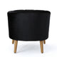 Accent Barrel Chair | Channeled Black Altay Velvet | Walnut Brown Wood Legs