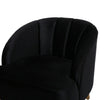 Accent Barrel Chair | Channeled Black Altay Velvet | Walnut Brown Wood Legs