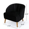 Accent Barrel Chair | Channeled Black Altay Velvet | Walnut Brown Wood Legs