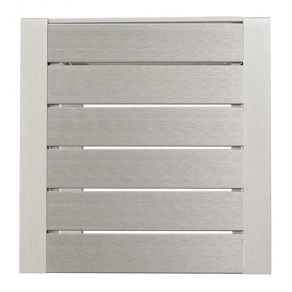 Kory Outdoor Side Table | C-Shaped | Slatted Frame | Silver Aluminum 24"