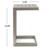 Kory Outdoor Side Table | C-Shaped | Slatted Frame | Silver Aluminum 24"