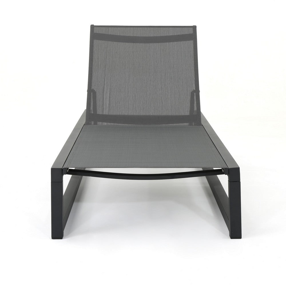 Voni Outdoor Chaise Louge | 5-Position Adjustable | Gray Aluminum 77"