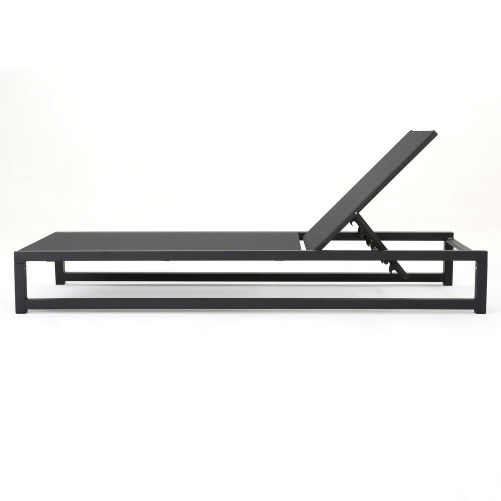 Voni Outdoor Chaise Louge | 5-Position Adjustable | Gray Aluminum 77"