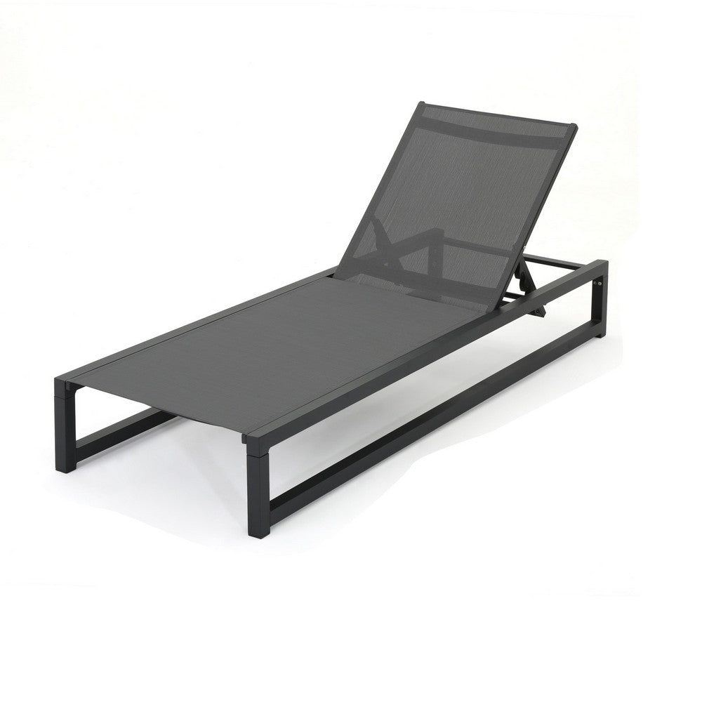 Voni Outdoor Chaise Louge | 5-Position Adjustable | Gray Aluminum 77"