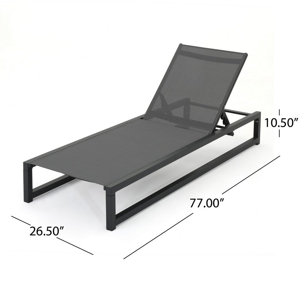 Voni Outdoor Chaise Louge | 5-Position Adjustable | Gray Aluminum 77"