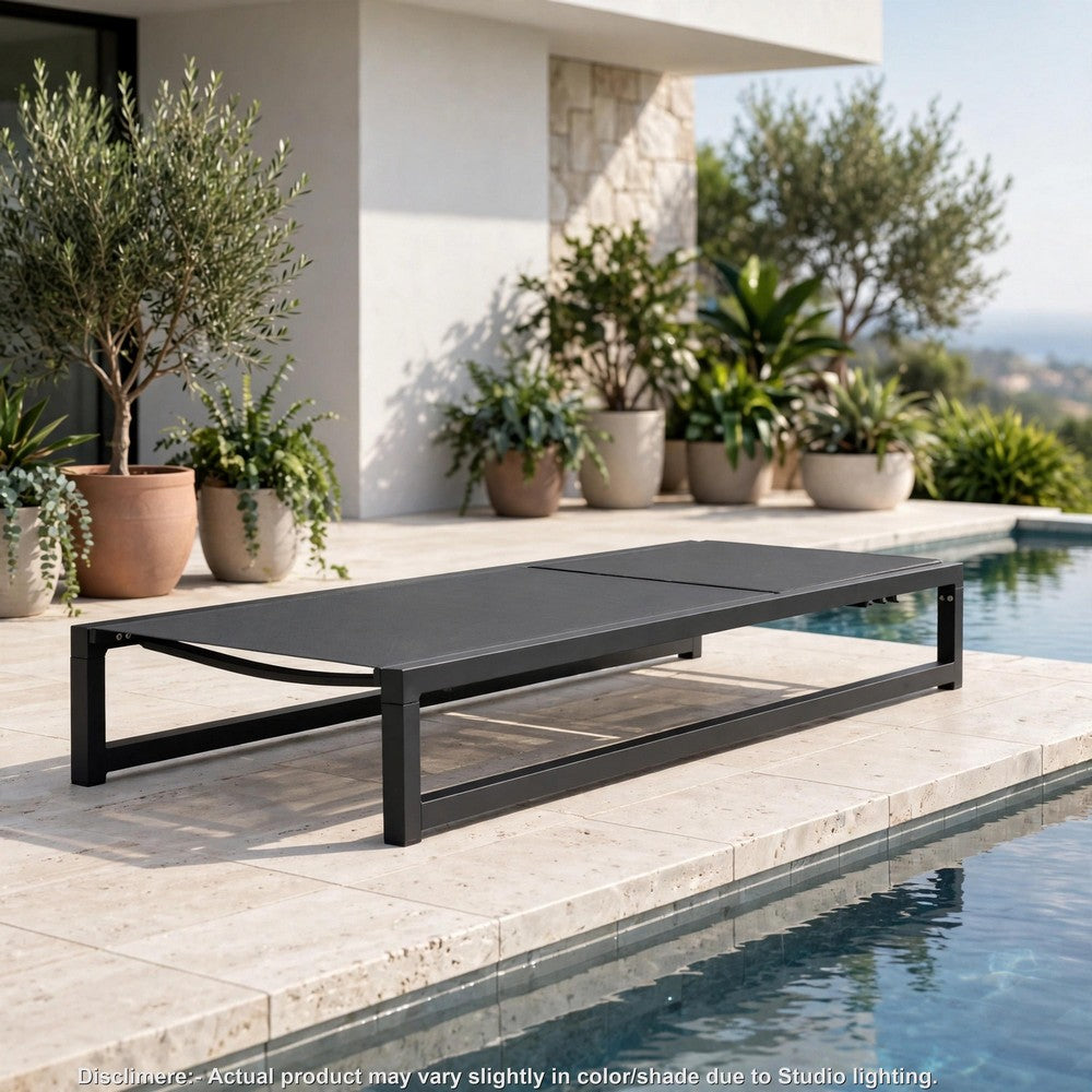 Voni Outdoor Chaise Louge | 5-Position Adjustable | Gray Aluminum 77"