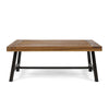 Leslee Outdoor Coffee Table | Slatted Rectangular Top | Black Metal 46"