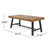 Leslee Outdoor Coffee Table | Slatted Rectangular Top | Black Metal 46"