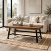 Leslee Outdoor Coffee Table | Slatted Rectangular Top | Black Metal 46"