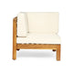 Carie Outdoor 2pc Loveseat Set | Beige Polyester | Slatted Brown Wood