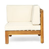 Carie Outdoor 2pc Loveseat Set | Beige Polyester | Slatted Brown Wood
