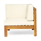 Carie Outdoor 2pc Loveseat Set | Beige Polyester | Slatted Brown Wood