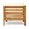 Carie Outdoor 2pc Loveseat Set | Beige Polyester | Slatted Brown Wood