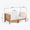 Carie Outdoor 2pc Loveseat Set | Beige Polyester | Slatted Brown Wood